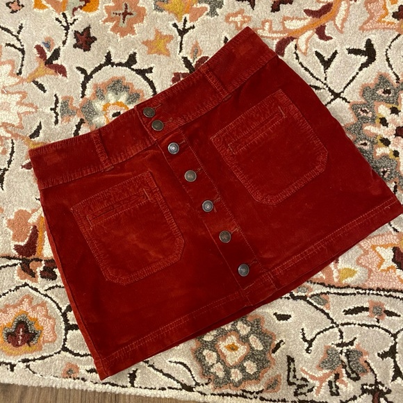 Free People Micro Mini Corduroy Skirt | Red | Size 26 - Picture 3 of 6